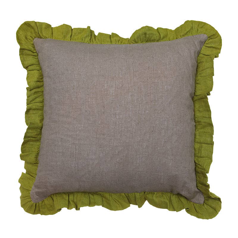GREY OLIVE FRILL CUSHION