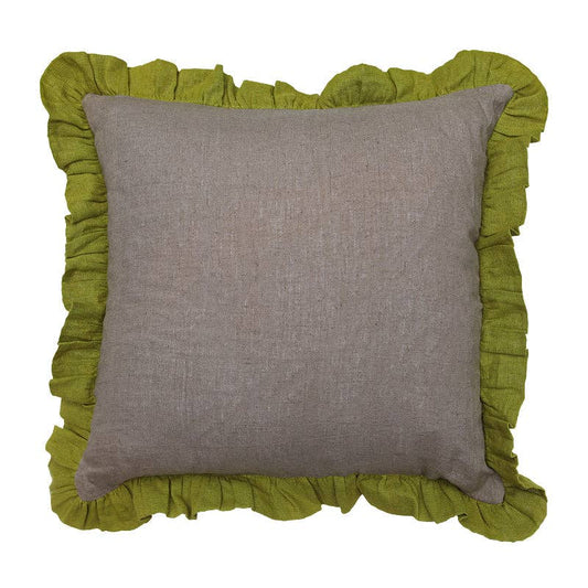 GREY OLIVE FRILL CUSHION