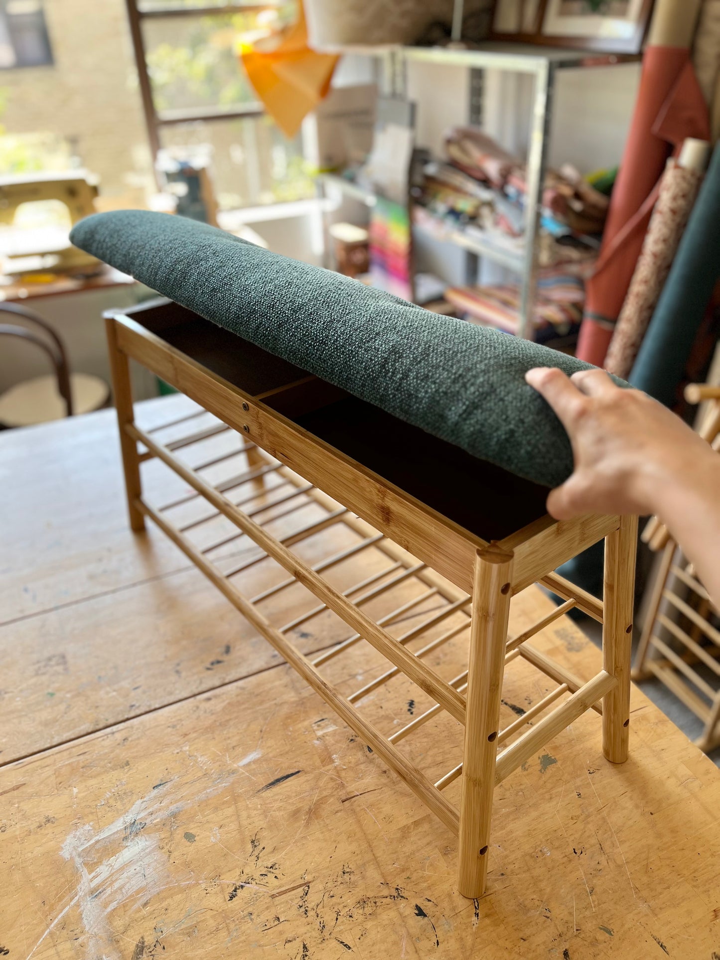 BAMBOO BENCH UPHOLSTERY WORKSHOP (with storage)