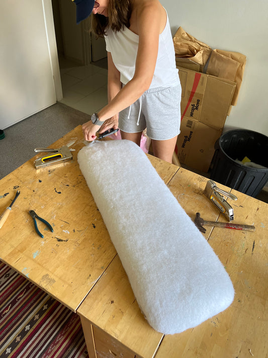 BAMBOO BENCH UPHOLSTERY WORKSHOP 70cm long(with storage)