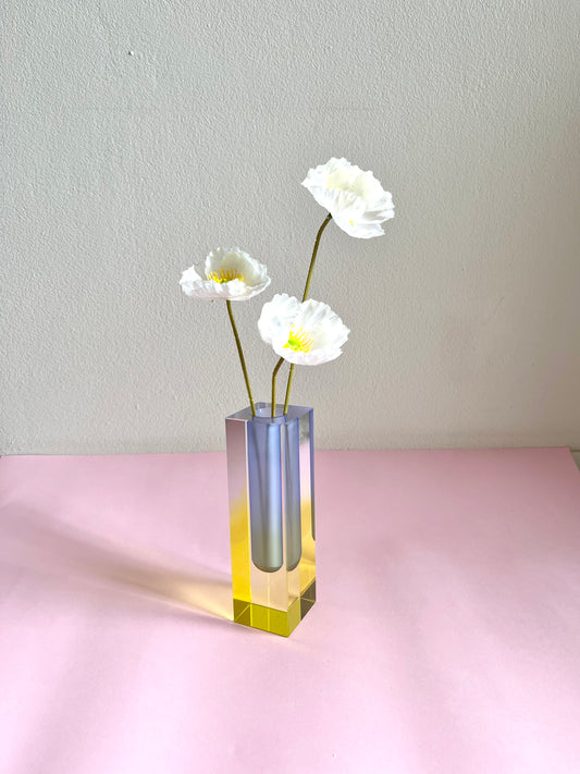 ACRYLIC FLOWER YELLOW/BLUE VASE