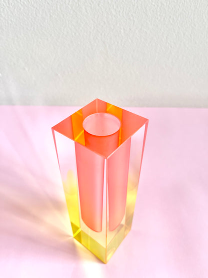 ACRYLIC FLOWER YELLOW/PINK VASE