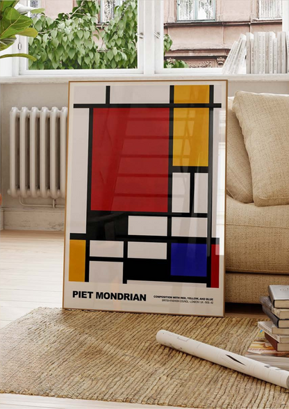 PIET MONDRIAN COMPOSITION RED/YELLOW/BLUE ART PRINT