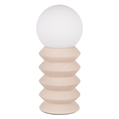 Griffin white and oat ceramic table lamp with round glass shade