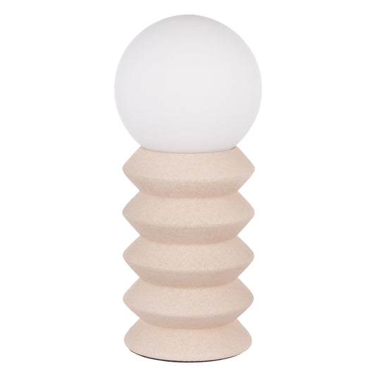 Griffin white and oat ceramic table lamp with round glass shade