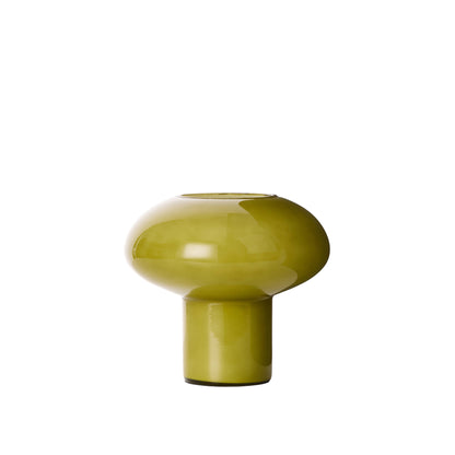 Teyo green glass table lamp with rounded sculptural shape