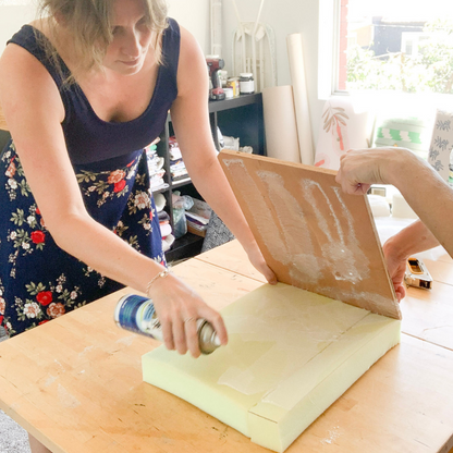 UPHOLSTERY & PAINTING RETRO FOOTREST WORKSHOP